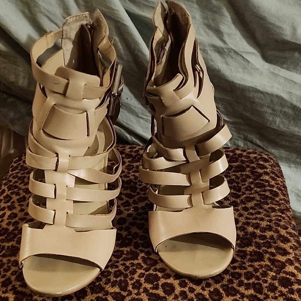Guess Cream Heeled Gladiator Sandals